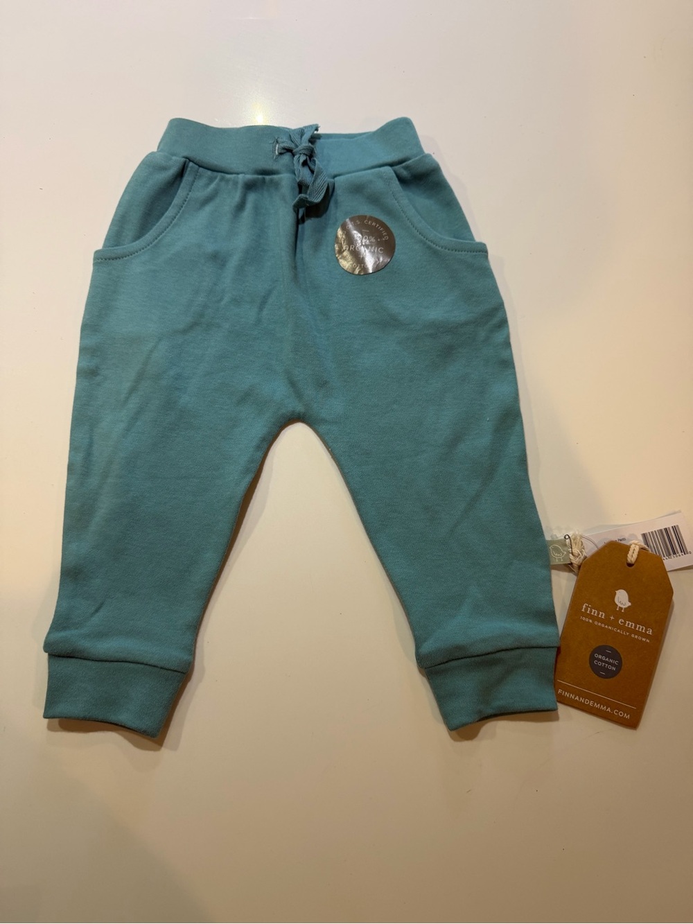 Finn+Emma Organic Cotton Lounge Pants Vintage Aqua 3–6M NWT